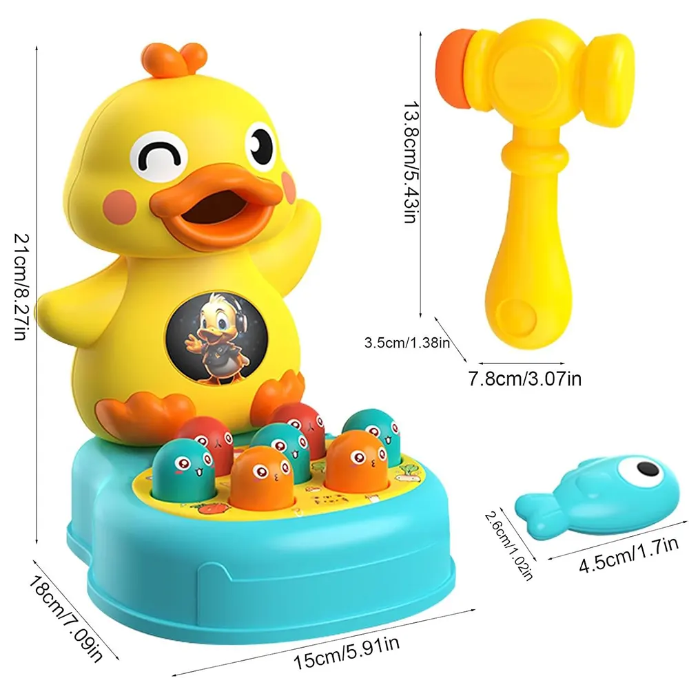 لعبة Whack a Mole شكل بطة ،  لعبة ضرب بالمطرقة، إضاءة جذابة، ألعاب صوتية مضحكة، لعبة تعليمية تفاعلية ،WQ-121