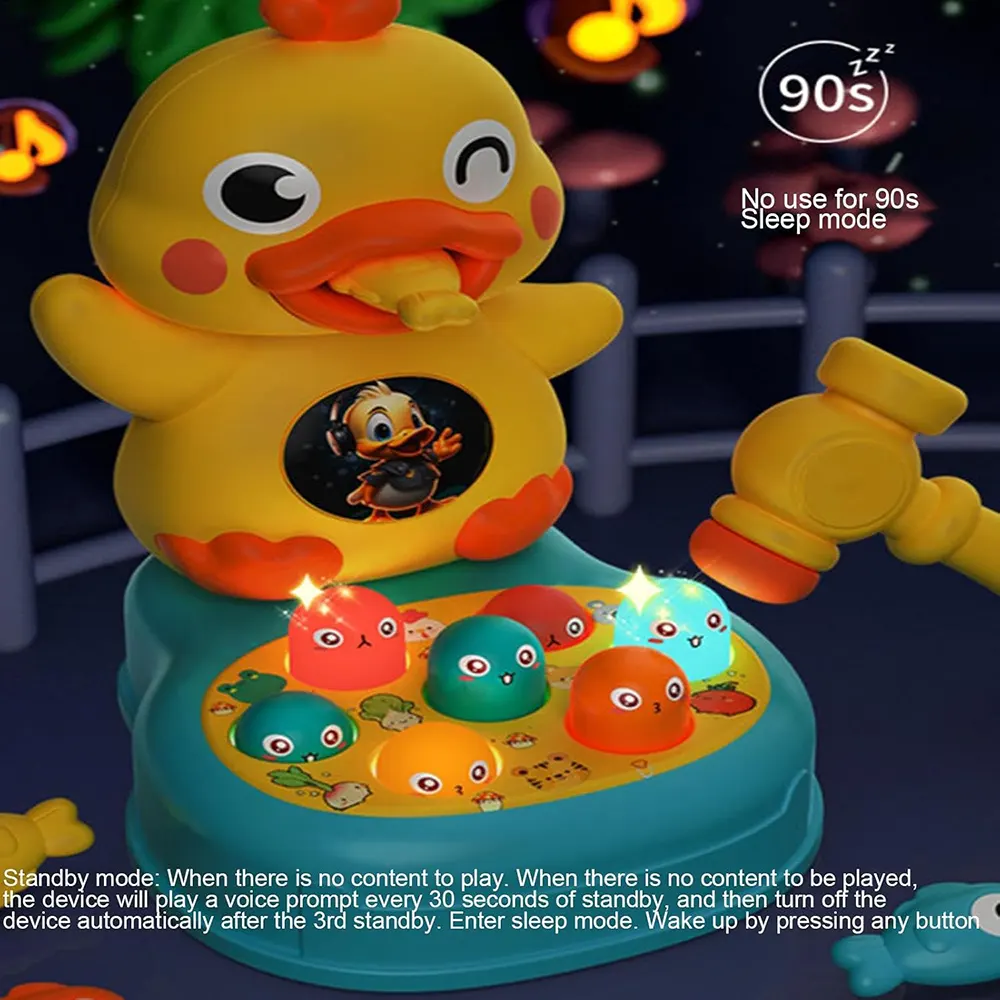 لعبة Whack a Mole شكل بطة ،  لعبة ضرب بالمطرقة، إضاءة جذابة، ألعاب صوتية مضحكة، لعبة تعليمية تفاعلية ،WQ-121