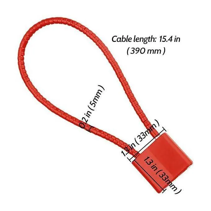 قفل  بمقبض ، حبل 38 سم ، متعدد الاستخدام ، احمر