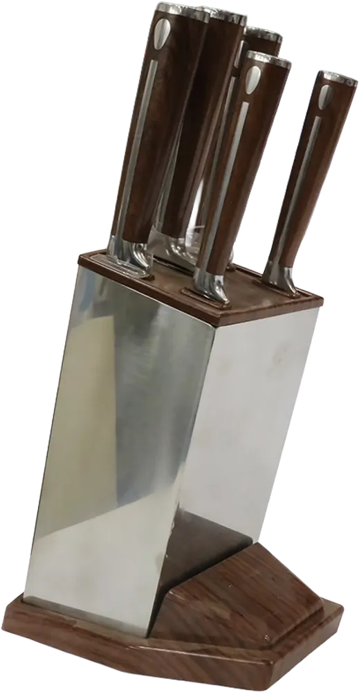 طقم سكاكين البركة، سلاح استانلس ستيل، 5 قطع، يد معدن، قاعدة بنى