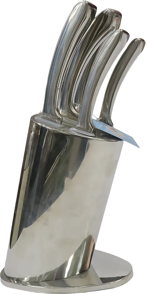 طقم سكاكين البركة، سلاح استانلس ستيل،  يد استانلس ستيل، 5 قطع، قاعدة دائرية سيلفر