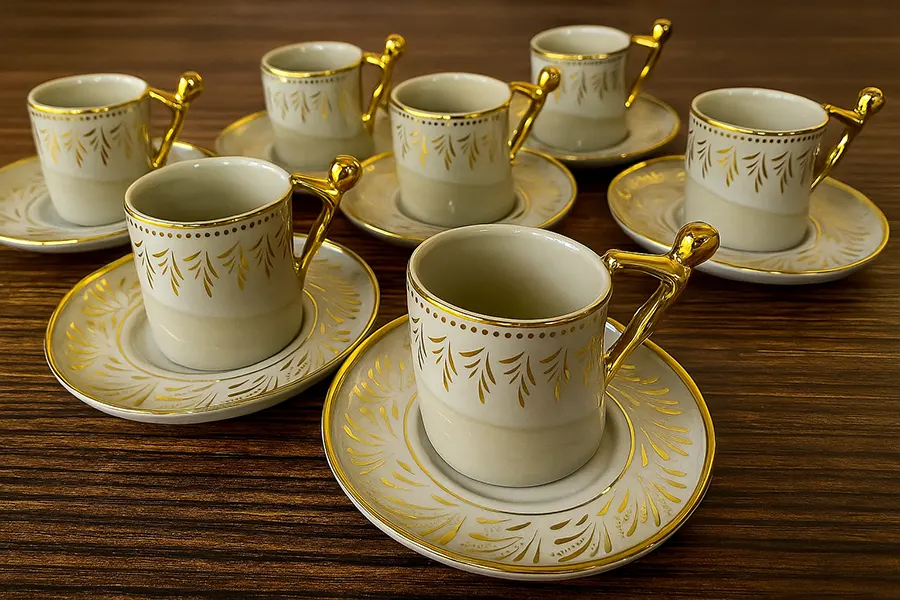 طقم قهوة بورسلين ، 12 قطعة ، بيج ،3131