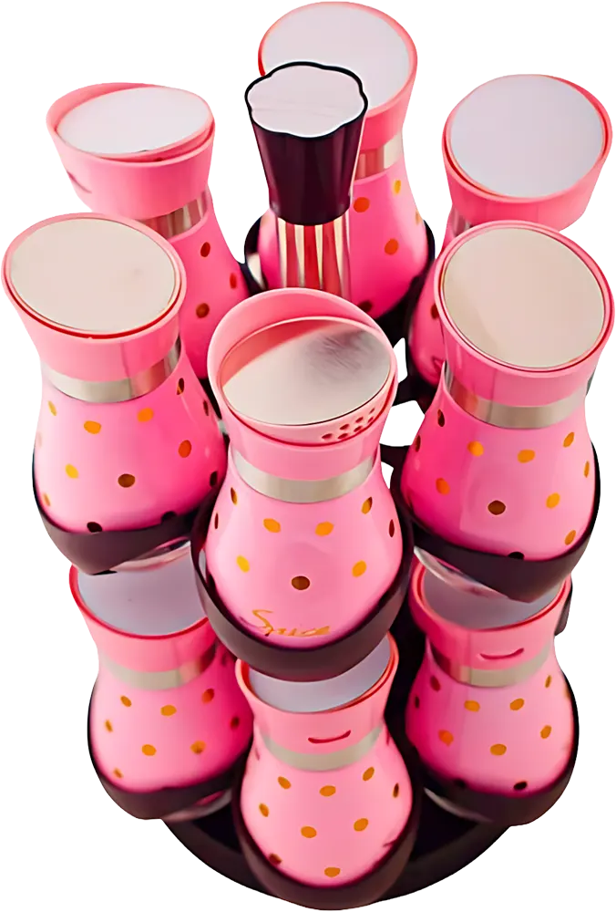 طقم توابل منقط، 2 دور، 12 قطعة، وردي ، 32061