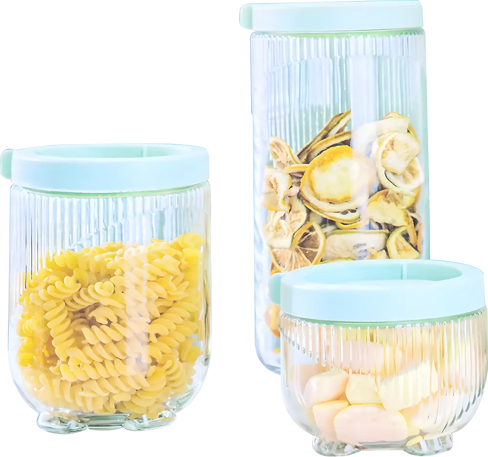 طقم برطمانات للتوابل والبقوليات زجاج 6 قطع، وزياتة، شفاف، موديل 114