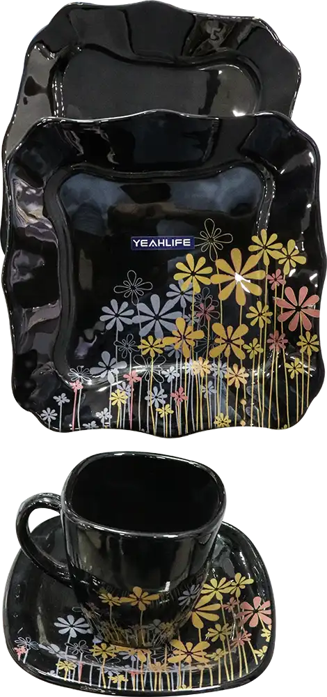 طقم اركوبال ياه لايف 60 قطعة، مثمن الشكل، لون اسود ، موديل Y19064-1