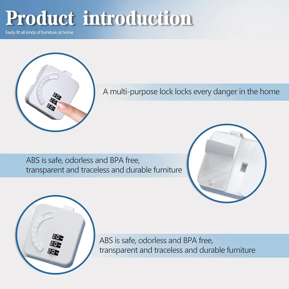 قفل أمان للثلاجة بكلمة مرور، متعدد الأستخدامات، أبيض، 54-16