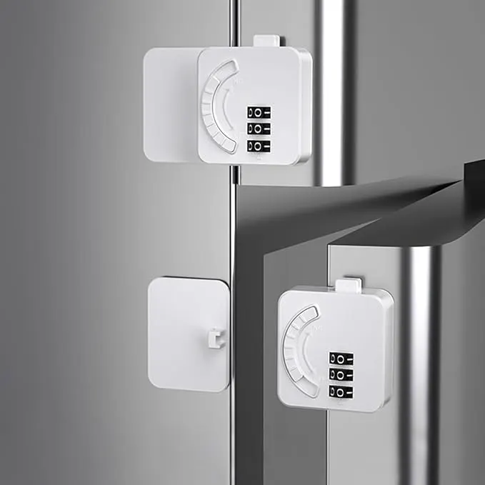 قفل أمان للثلاجة بكلمة مرور، متعدد الأستخدامات، أبيض، 54-16