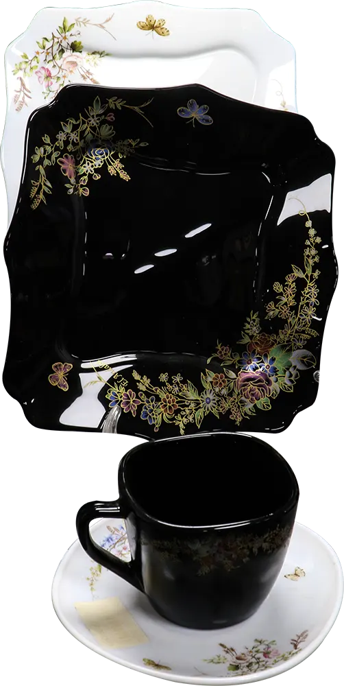 طقم اركوبال 60 قطعة، مثمن الشكل، لون اسود ، موديل 2555