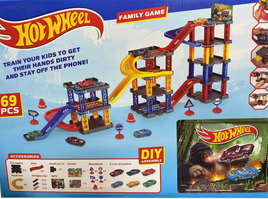 مجموعة بناء تراك سيارات هوت ويلز ، 69 قطعة ، T876-5