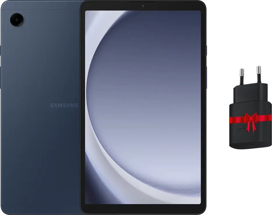 تابلت سامسونج جلاكسي A9، شاشة 8.7 بوصة، ذاكرة داخلية 128 جيجابايت، رامات 8 جيجابايت، شبكة الجيل الرابع، أزرق + شاحن هدية
