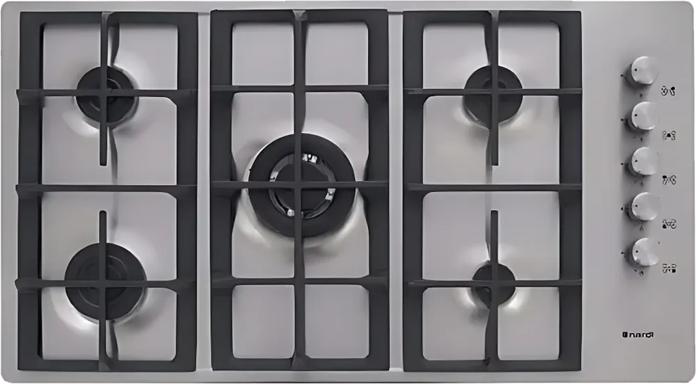 بوتاجاز مسطح بلت ان ناردي، 90 سم، 5 شعلة غاز، حوامل زهر، فضي، SCG55