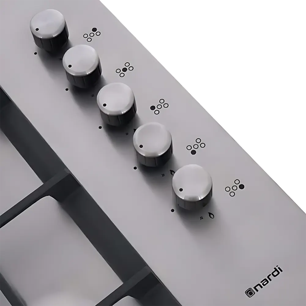 بوتاجاز مسطح بلت ان ناردي، 90 سم، 5 شعلة غاز، حوامل زهر، فضي، SCG55