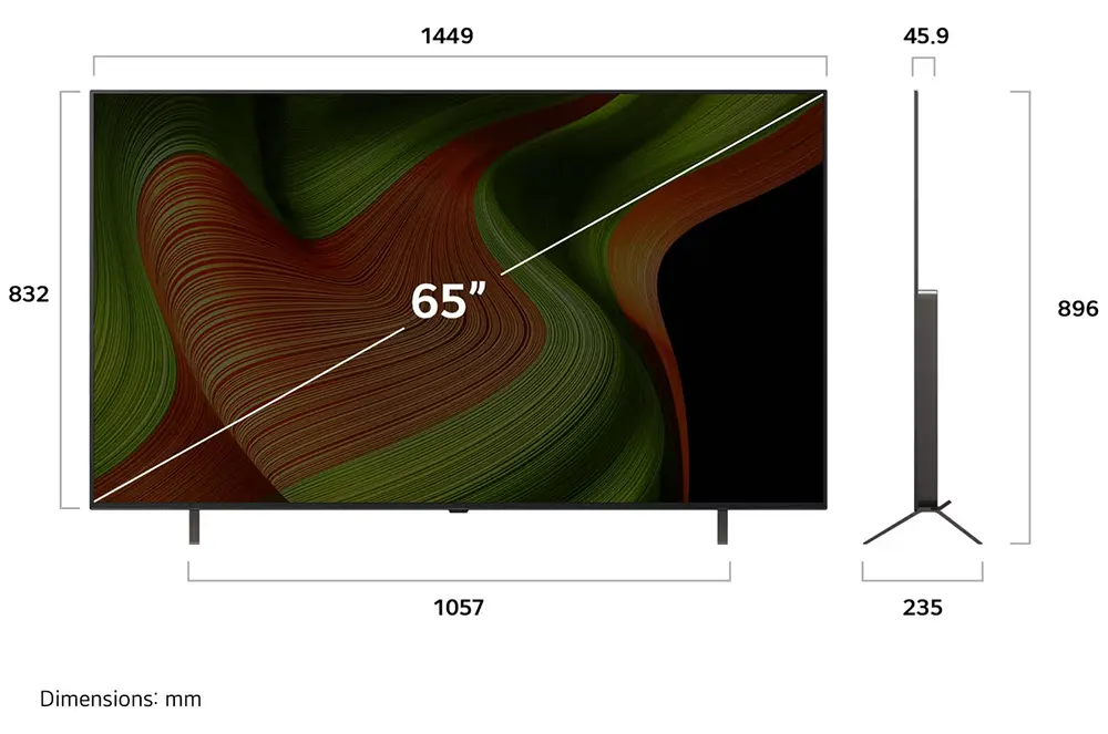 شاشة سمارت إل جي، 65 بوصة، دقة 4K UHD، من نوع OLED، نظام WEBOS25، ريموت ماجيك AI، واي فاي، مدخل إيثرنت، OLED65B56LA