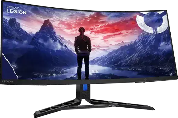 شاشة كمبيوتر للألعاب لينوفو Legion، شاشة منحنية 34 بوصة، دقة W-QHD 3440 × 1440، تردد 180 هرتز، 350 نيت، أسود، R34W-30