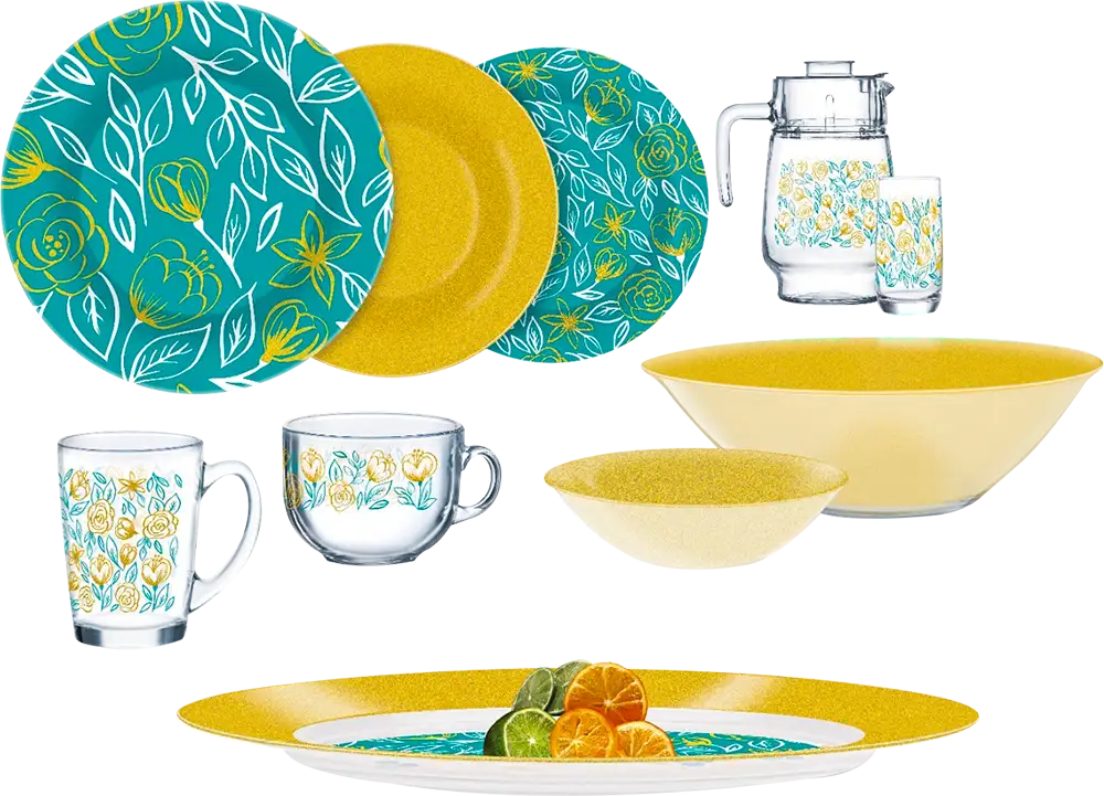 طقم عشاء أركوبيركس لومينارك أكوا جولد 46 قطعة، V6979