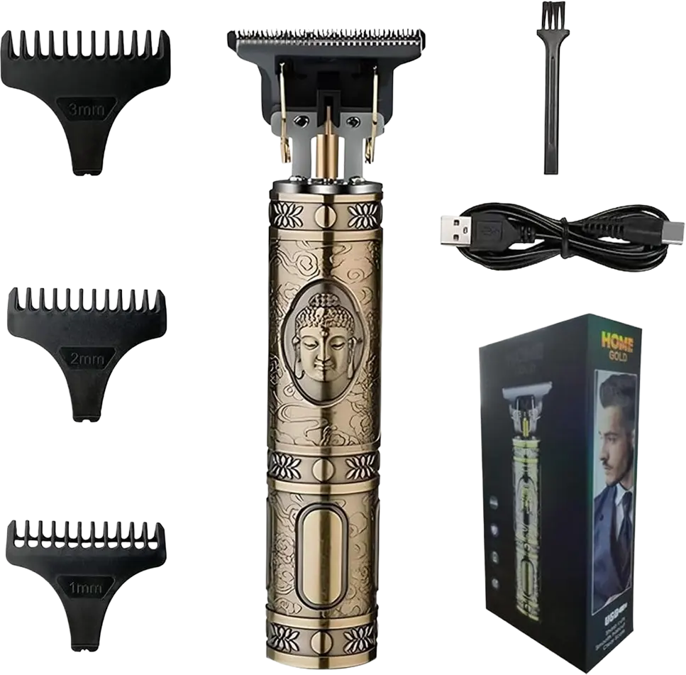 ماكينة حلاقة شعر كهربائية هوم جولد، بطارية قابلة لإعادة الشحن، وقت تشغيل ساعتين، ذهبي، HG-921