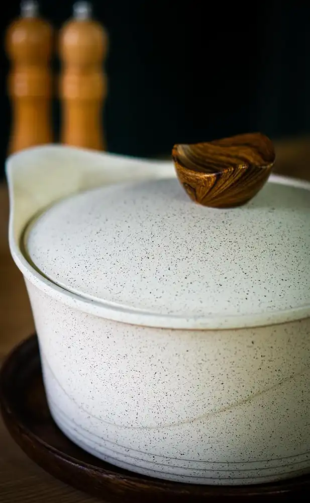 طقم حلل جرانيت جلوري بريميوم 15 قطعة، لون بيج