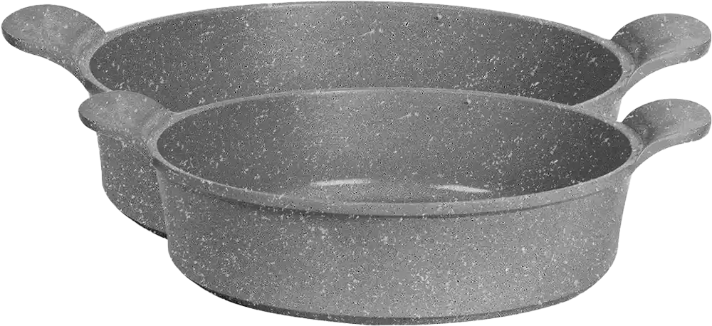 طقم صواني جرانيت جلوري بريميوم 2 قطعة، مقاس 26 سم + 30 سم، رمادى