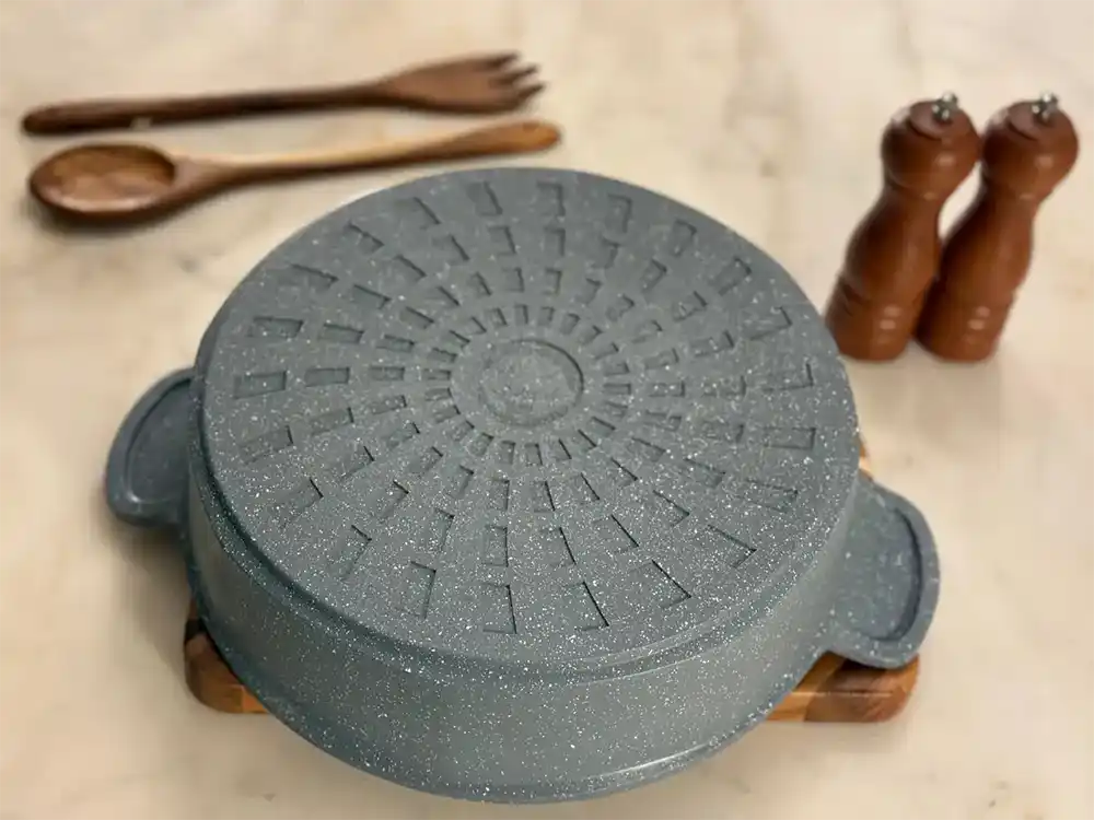 طقم صواني جرانيت جلوري بريميوم 2 قطعة، مقاس 26 سم + 30 سم، رمادى