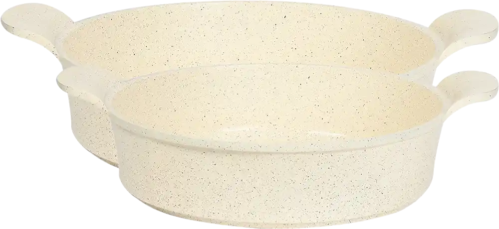 طقم صواني جرانيت جلوري بريميوم 2 قطعة، مقاس 26 سم + 30 سم، بيج