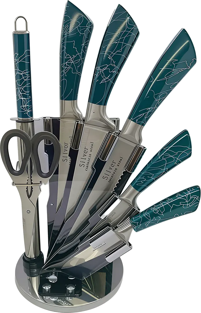 طقم سكاكين استانلس، 7 قطع مع ستاند أكريليك، أزرق، 10-112-6