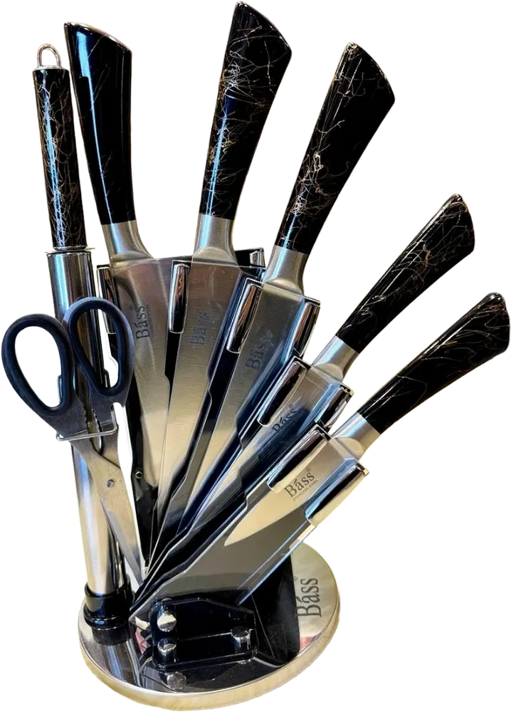 طقم سكاكين استانلس، 7 قطع مع ستاند أكريليك، أسود، 10-112-1