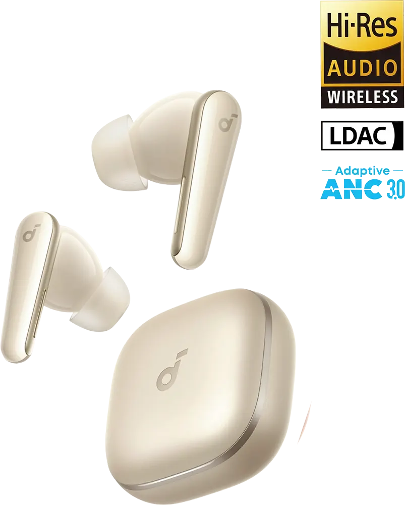 سماعة أذن لاسلكية أنكر ساوندكور ليبرتي 5، بلوتوث 5.4، مقاومة للماء ip55، إلغاء ضوضاء نشط تكيفي 3.0، وقت تشغيل 48 ساعة، ذهبي، A3957HB1