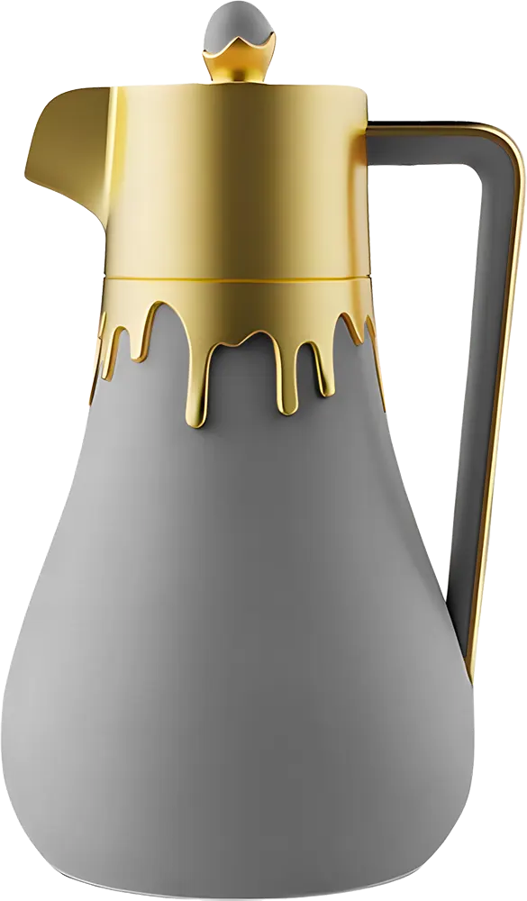 ترمس شاي الأندلس سعة 1 لتر، للمشروبات الساخنة والباردة، لون ذهبي* رمادي