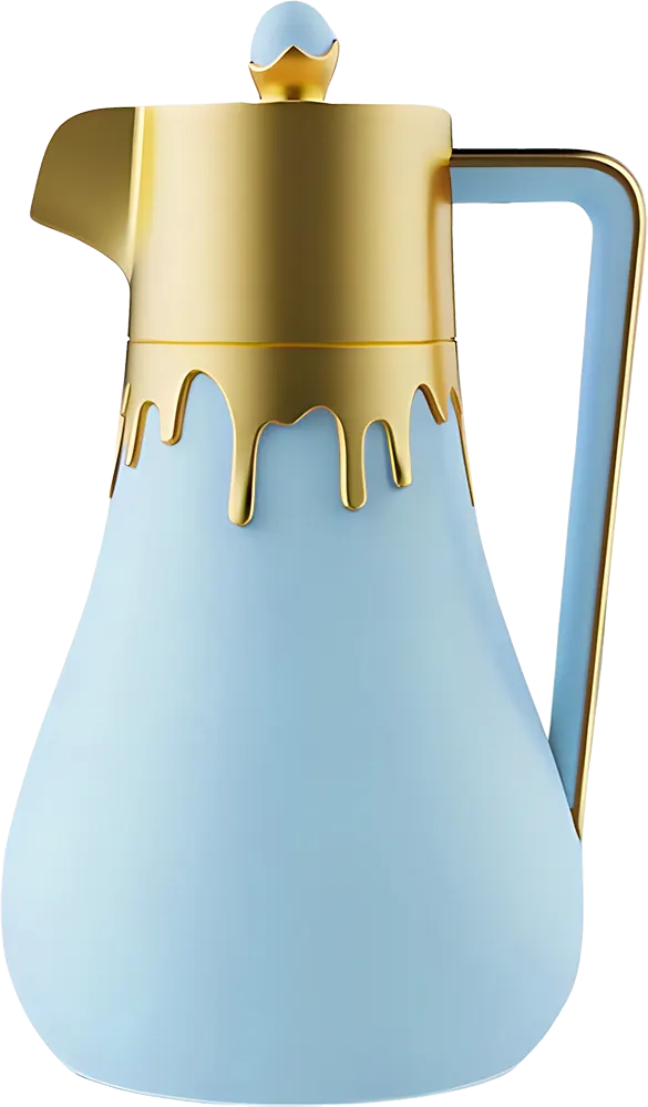 ترمس شاي الأندلس سعة 1 لتر، للمشروبات الساخنة والباردة، لون ذهبي* سماوي