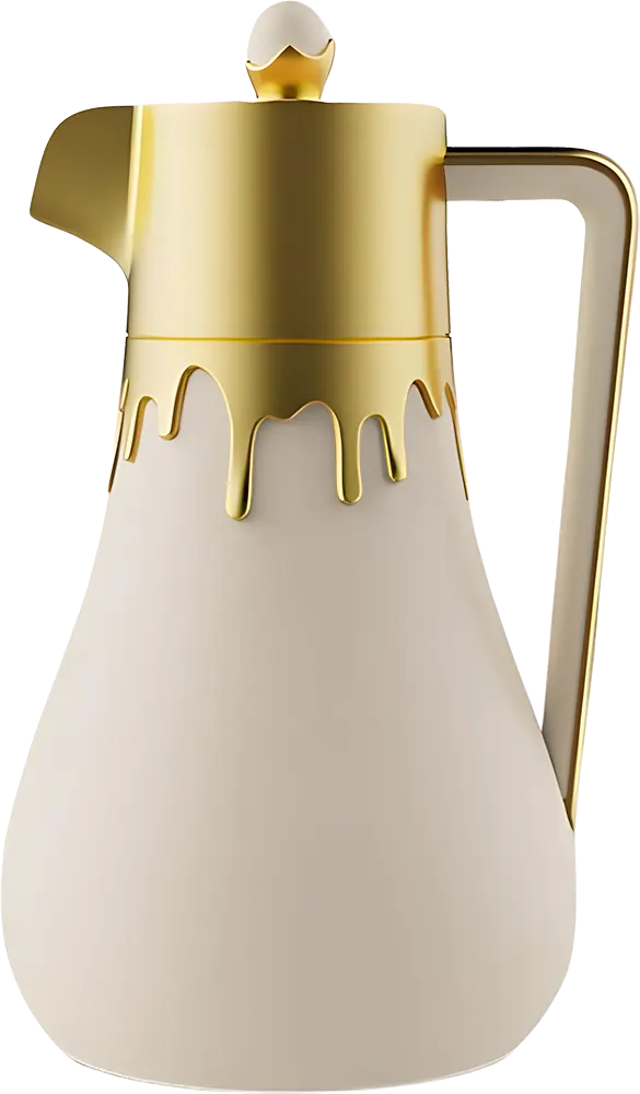 ترمس شاي الأندلس سعة 1 لتر، للمشروبات الساخنة والباردة، لون ذهبي* بيج