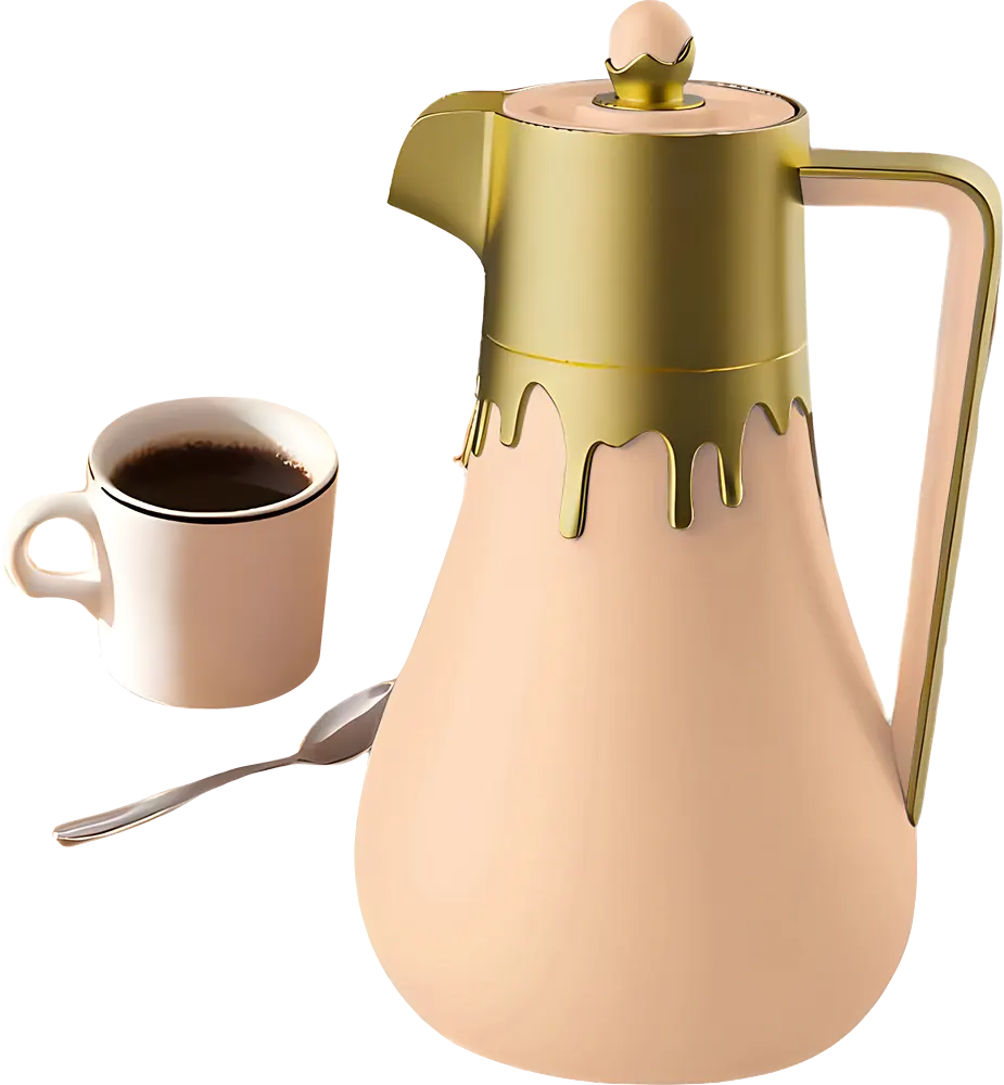 ترمس شاي الأندلس سعة 1 لتر، للمشروبات الساخنة والباردة، لون ذهبي* روز