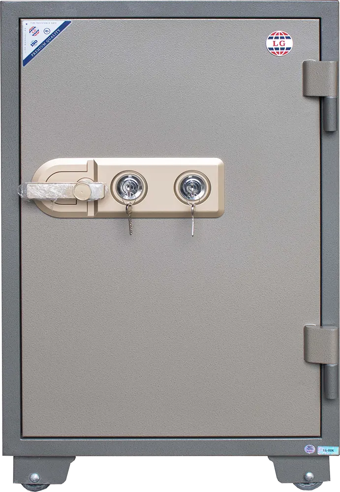 خزنة نقود فيتنامي ال جي من الفولاذ المقوى مضادة للحريق، مفاتيح مزدوجة الأمان، انذار طوارئ، 88×57×50 سم، رمادي، LG88K