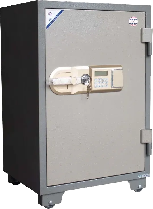 خزنة نقود فيتنامي إل جي من الفولاذ المقوى، لوحة مفاتيح رقمية متقدمة، مفاتيح رئيسية مزدوجة للأمان، 88×57×50 سم، رمادي، LG88E