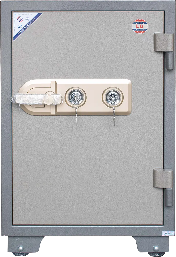 خزنة نقود فيتنامي ال جي من الفولاذ المقوى مضادة للحريق، مفاتيح مزدوجة الأمان، انذار طوارئ، 77×50×49 سم، رمادي، LG77K