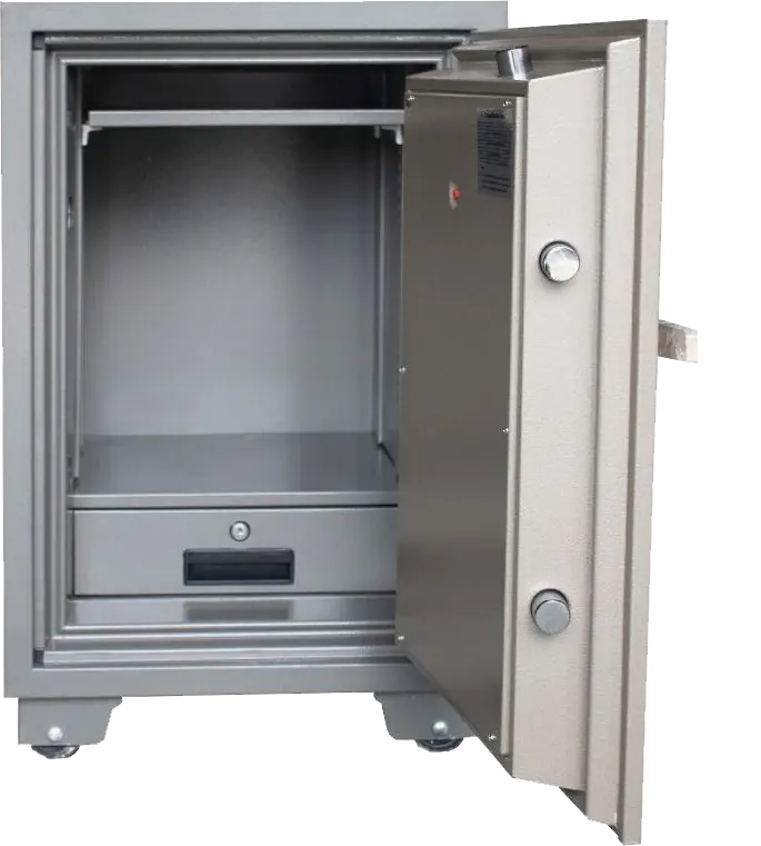 خزنة نقود فيتنامي ال جي من الفولاذ المقوى مضادة للحريق، مفاتيح مزدوجة الأمان، انذار طوارئ، 77×50×49 سم، رمادي، LG77K