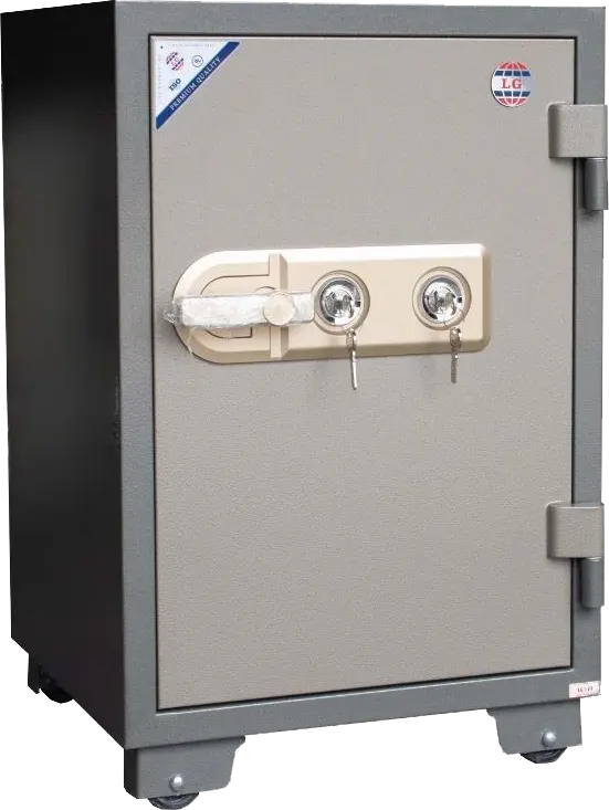 خزنة نقود فيتنامي ال جي من الفولاذ المقوى مضادة للحريق، مفاتيح مزدوجة الأمان، انذار طوارئ، 77×50×49 سم، رمادي، LG77K