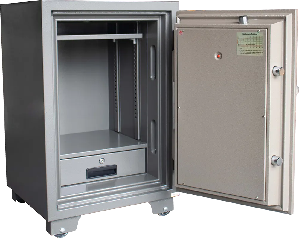 خزنة نقود فيتنامي ال جي من الفولاذ المقوى مضادة للحريق، مفاتيح مزدوجة الأمان، انذار طوارئ، 77×50×49 سم، رمادي، LG77K