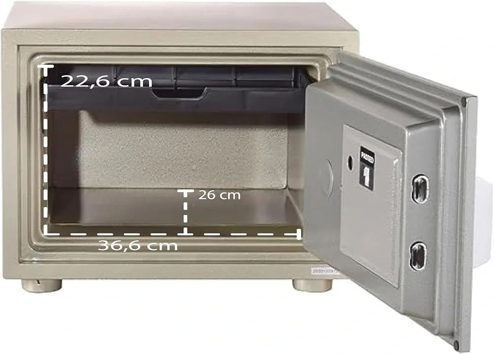 خزنة نقود كوري من بوميل سيف، لوحة مفاتيح رقمية، 2 قفل، مقاومة للحرائق، 35×49×42 سم، ESD103