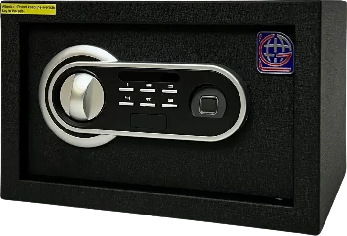 خزنة نقود الكترونية للفنادق إل جي، بصمة إصبع مع لوحة أرقام، مفتاح للطوارئ، 20×31×20 سم، FPC 20