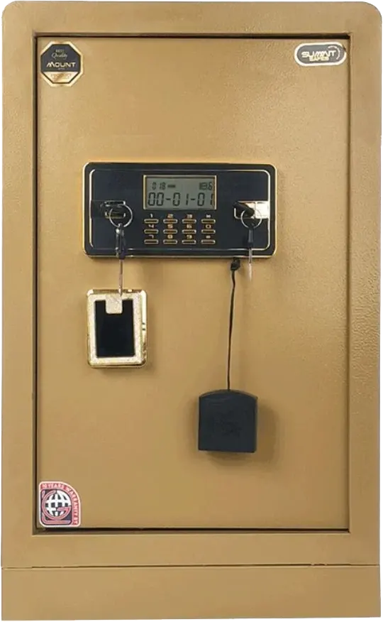 خزنة نقود شبه مدرعة ماونت سامت من إل جي، نظام قفل متقدم، قفل ديجيتال وميكانيكي، باب مقاوم للحفر، 70×42 ×38 سم، ذهبي، MT70