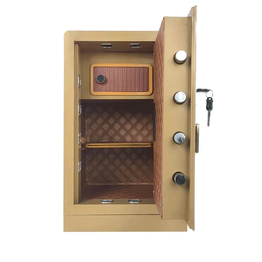 خزنة نقود شبه مدرعة ماونت سامت من إل جي، نظام قفل متقدم، قفل ديجيتال وميكانيكي، باب مقاوم للحفر، 70×42 ×38 سم، ذهبي، MT70