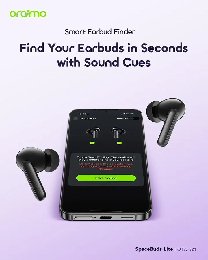 سماعات اذن لاسلكية أوريمو سبيس بادز لايت ، بلوتوث 5.4 ، مقاومة للماء ، اسود ، OTW-324