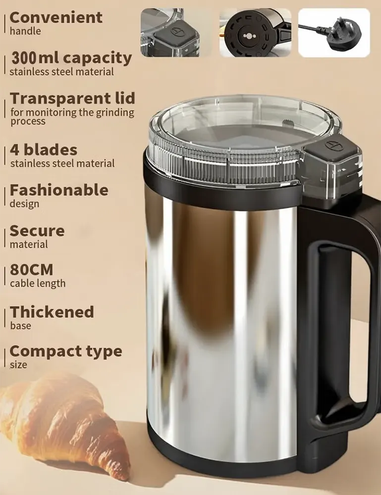 مطحنة بن سيلفرز كرفيست 300 وات، 150 جرام، استانلس ستيل، فضي