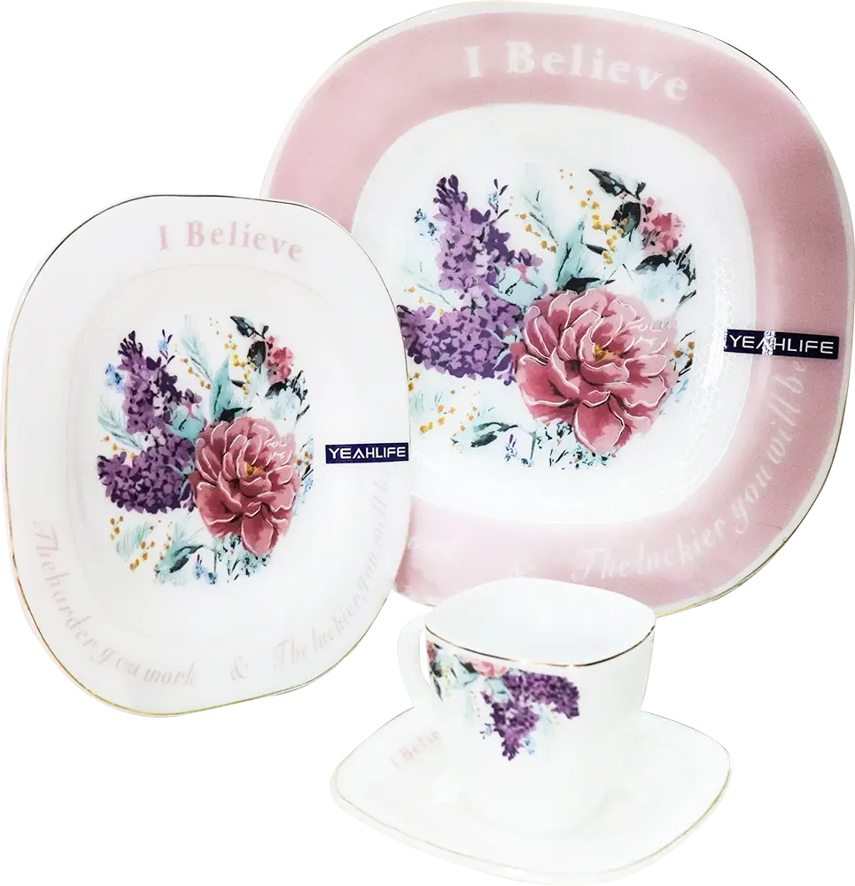 طقم عشاء اركوبال تايلاندي ، 58 قطعة، أبيض و بينك