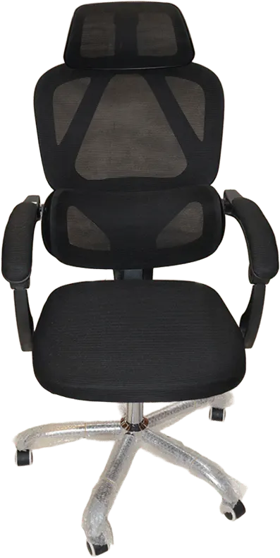 كرسي مكتبي شيزلونج ظهر شبك ، مزود بمسند للرأس ، اسود