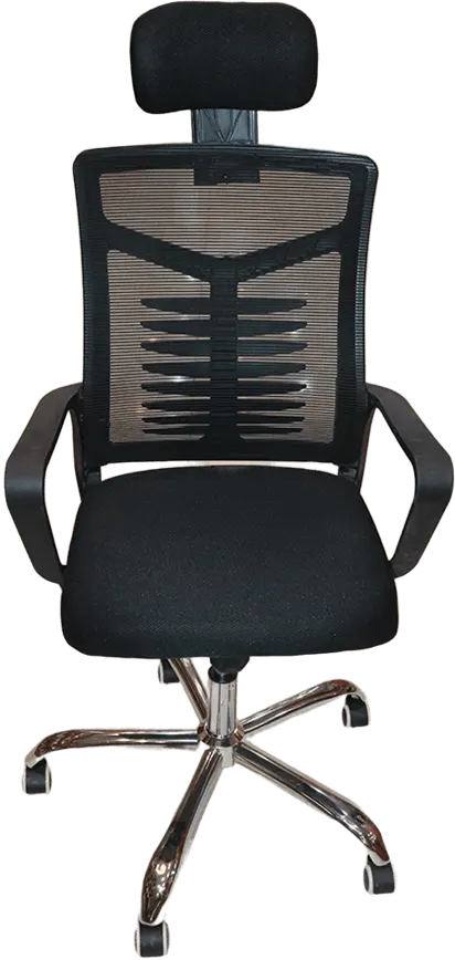 Office chair with hydraulic reclining, equipped with a headrest, black