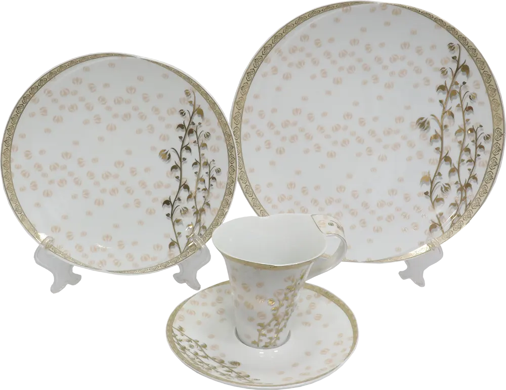 طقم صيني مدور انفينتي نيو لوفر ، ابيض في جولد ، 124 قطعة