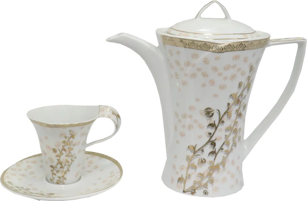 طقم صيني مدور انفينتي نيو لوفر ، ابيض في جولد ، 124 قطعة