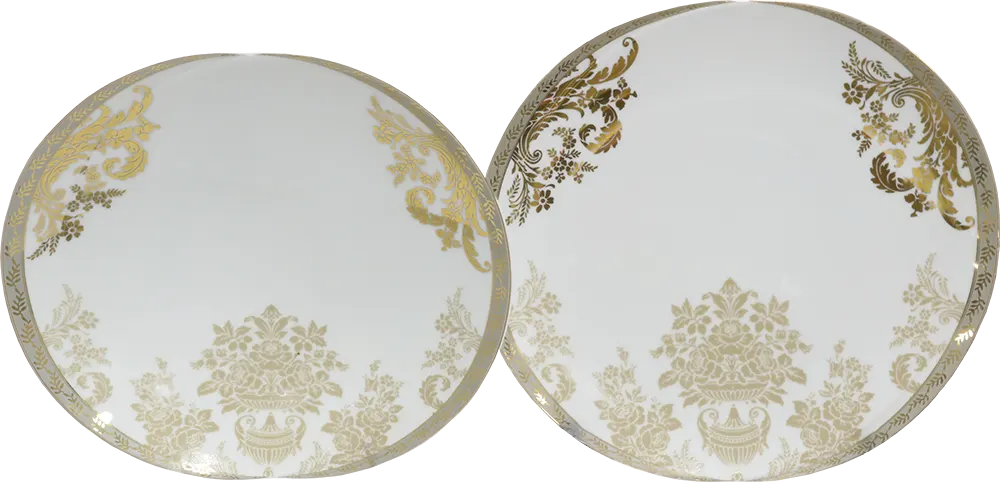 طقم صيني انفينتي لوريت ابيض في جولد ، 124 قطعة