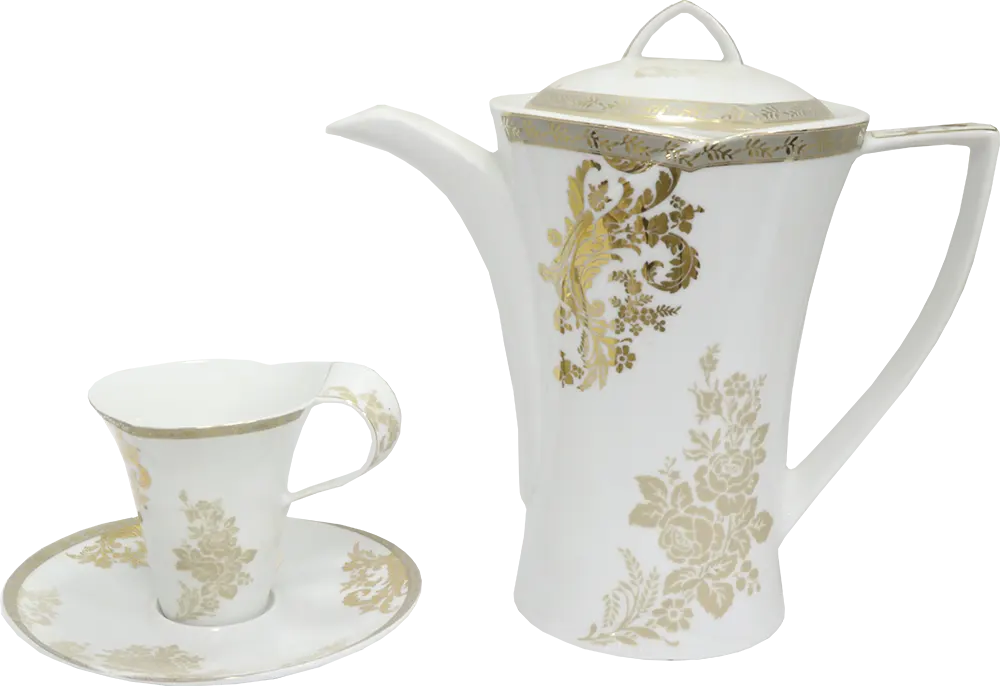 طقم صيني انفينتي لوريت ابيض في جولد ، 124 قطعة